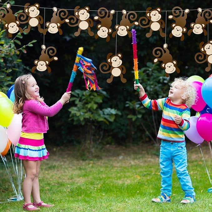 Qunclay Monkey Cutouts Jungle Party Decorations Monkeys Birthday Party Supplies Paper Safari Hanging Wall Decor Animal Print Supplies