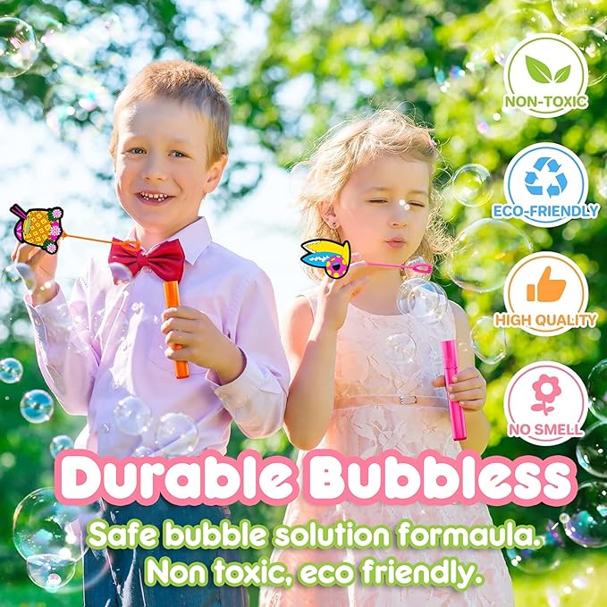 24PCS Summer Bubble Wands for Kids - Party Favors, Goodie Bag Fillers, Pinata Stuffers, Birthday Toys, Class Prizes, Gifts for Toddlers, Boys & Girls