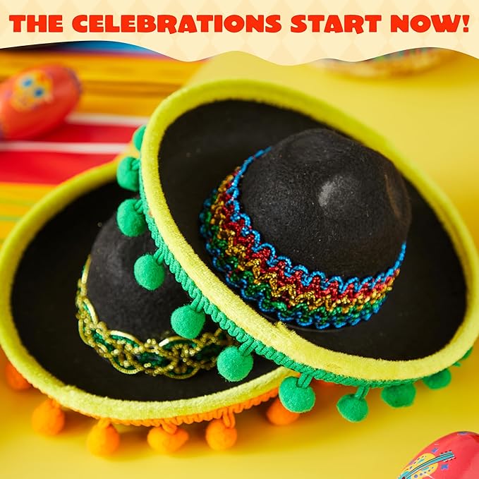 JOYIN 6 PCS Cinco De Mayo Fiesta Fabric and Straw Sombrero Headbands Party Costume for Fun Fiesta Hat Party Supplies, Luau Event Photo Props, Mexican Theme Decorations and Party Favors
