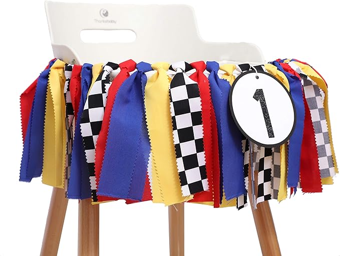 First Birthday Party Supplies - Race Car Banner For Photo Booth Props And Backdrop Cake Smash, Best 1st Party Decorations For Kids (1st Race Car Birthday Banner)
