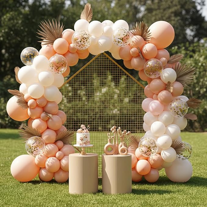 RUBFAC Peach Balloons 129pcs Different Sizes Pack of 18 12 10 5 Inch, Latex Light Orange Blush Pink Balloon Garland Arch Kit for Wedding Bridal Shower Engagements Anniversary Baby Shower Birthday