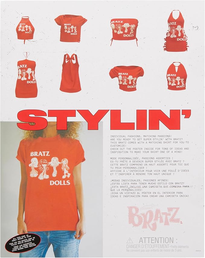 Bratz Stylin' Jade Fashion Doll with Customizable T-Shirt for You and Accessories