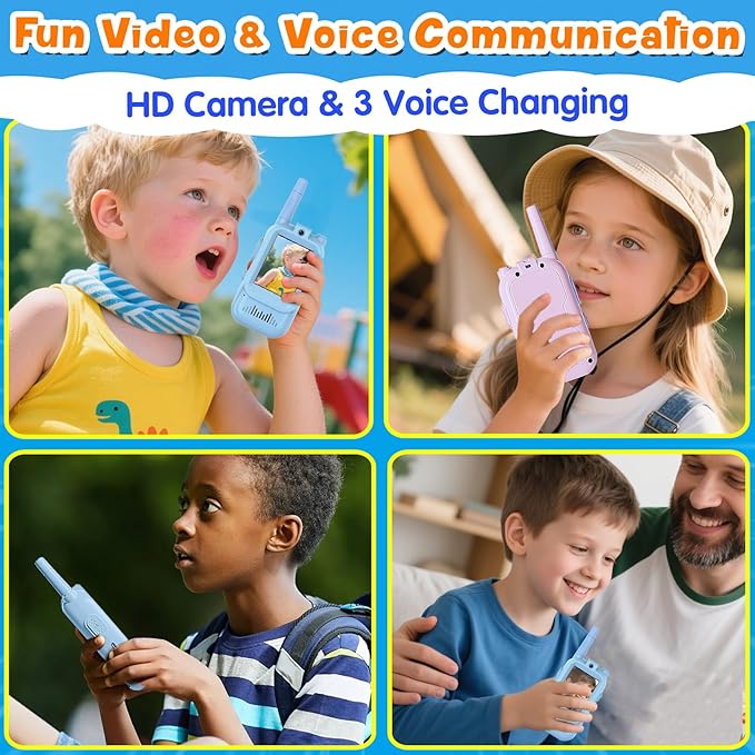 YOFUN Upgraded Video Walkie Talkies for Kids with Picture Chat, 2 Pack Long Range 750M Video Intercom, Easy-to-Use Toys for Indoor Outdoor Play, Camping, Hiking, Gifts for Boys Girls Ages 3-12