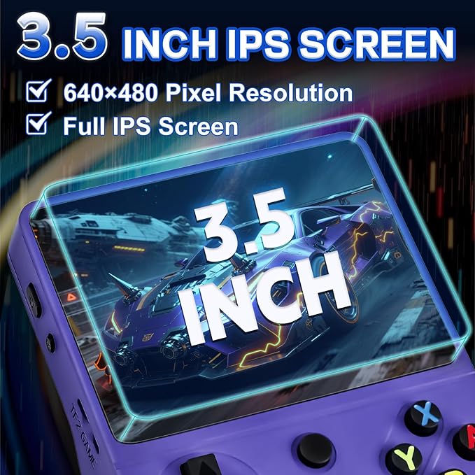 RG36PRO Retro Video Game Console - Open Source System,3.5"IPS Screen,64G TF card,3000mAh Battery,Support 30,000+ Classic Retro Video Games for Teen or Partner - Gift for Christmas - Purple