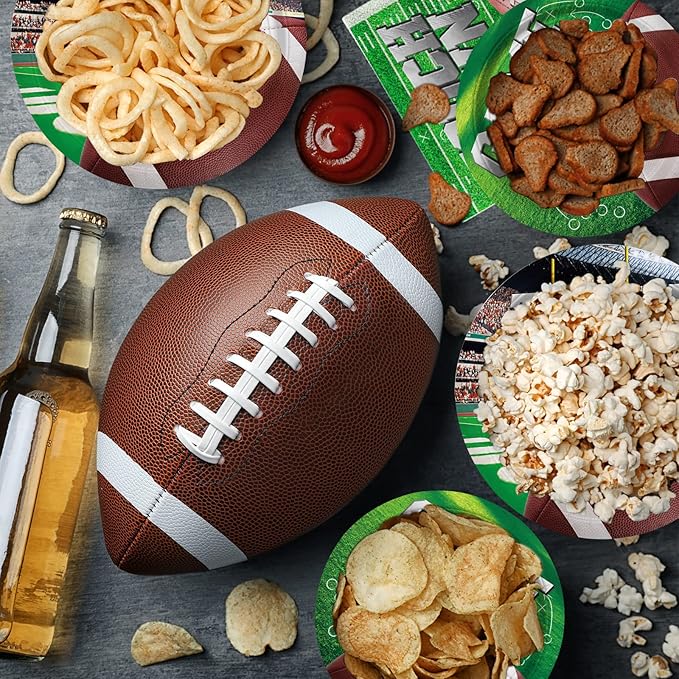 Football Party Supplies Kit Serve 50, Includes Dinner Plates, Dessert Plates, Napkins,Football Birthday Party Football Game Day Tailgate Party Decorations