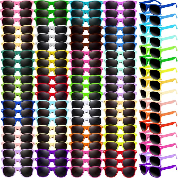 120 Pack Kids Neon Sunglasses Party Favors Bulk, 24 Colors Neon Party Sunglasses Colorful Novelty Sunglasses Cool Sun Glasses for Classroom Prize, Goody Bag Filler, Birthday Party Age 3-8