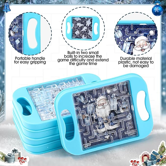 36 Pcs Mini Maze Puzzle Bulk for Kids Small Maze Cubes Game Educational Handheld Puzzle Travel Games Classroom Exchange Gifts for Students Adult(Winter)