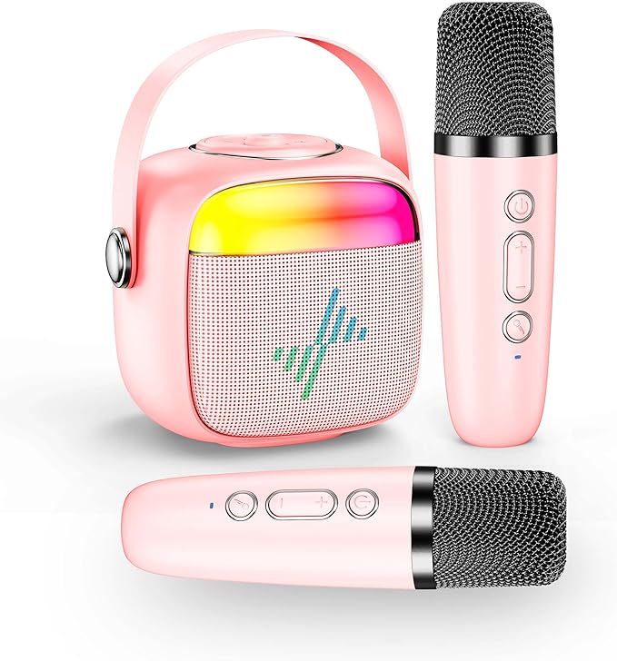 LENRUE Karaoke Machine for Kids, Birthday Gifts for Girls Boys Teens with Wireless Microphone, Colored Lights, Trendy Stuff Gifts for 3, 4, 5, 6, 7, 8, 9, 10 +Year Old