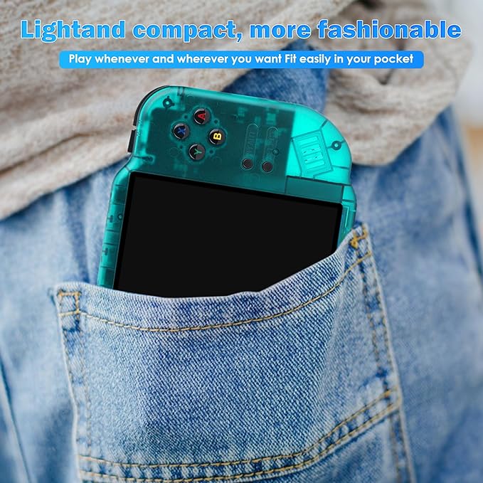 MagicX Zero 40 Retro Handheld Game Console , 3.4 Inch IPS Screen Linux System Sunken Dual Joystick Built-in 64G TF Card Handheld Emulator Support 4.2G WiFi Bluetooth TV Output(Green)