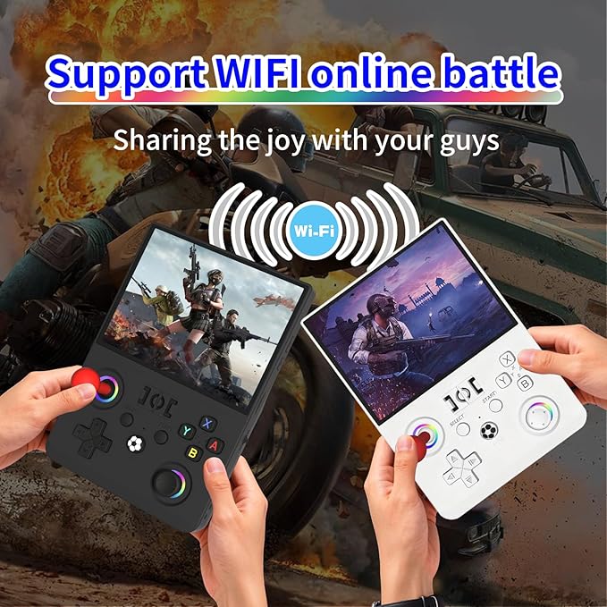 Newest R36MAX Ⅱ 4.5 Inch Retro Handheld Game Console, 720x720 IPS HD Screen, 128G Built-in 22000+ Classic Game, Portable Open Source Linux System, 4000mAh Battery with Arcade Joysticks (White)