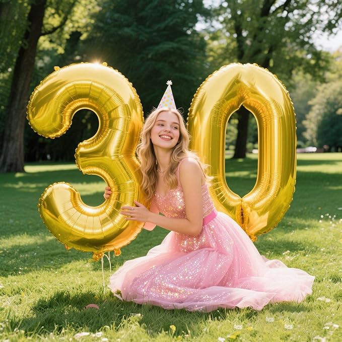 40 Inch Gold Balloon Number 30 Balloon,Jumbo Mylar Foil Helium Balloon for 30 Birthday Digital Balloons for Birthday Party,Wedding Anniversary Party Decorations