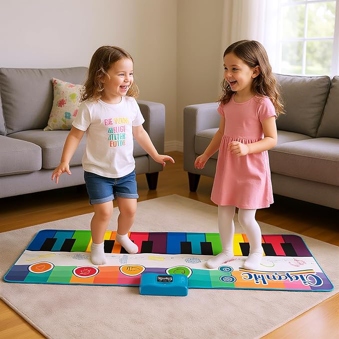 Costzon Floor Piano Mat for Kids & Toddlers, 6ft. Giant Piano Playmat Keyboard Dance Mat, 24 Keys, 8 Instrument Sounds, 10 Songs, Record & Playback, Adjustable Volume, Musical Toy Gift for Boys Girls