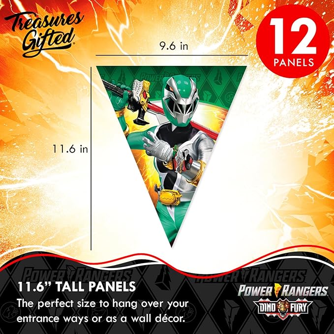 Treasures Gifted Power Rangers Banner Pennants 2 Pack - Officially Licensed Party Supplies - Rangers Birthday Decorations