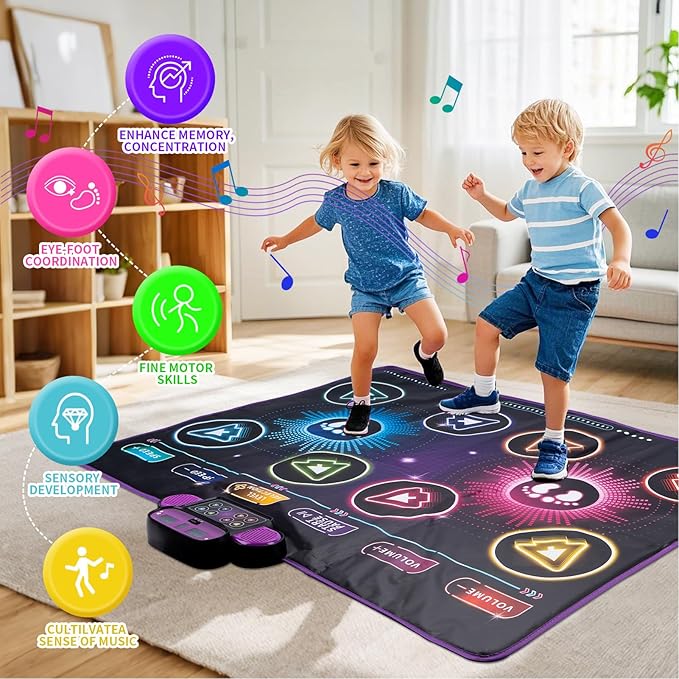Alomejor Electronic Dance Mat Dual Player Interactive Game Pad for Kids Family Home Parties