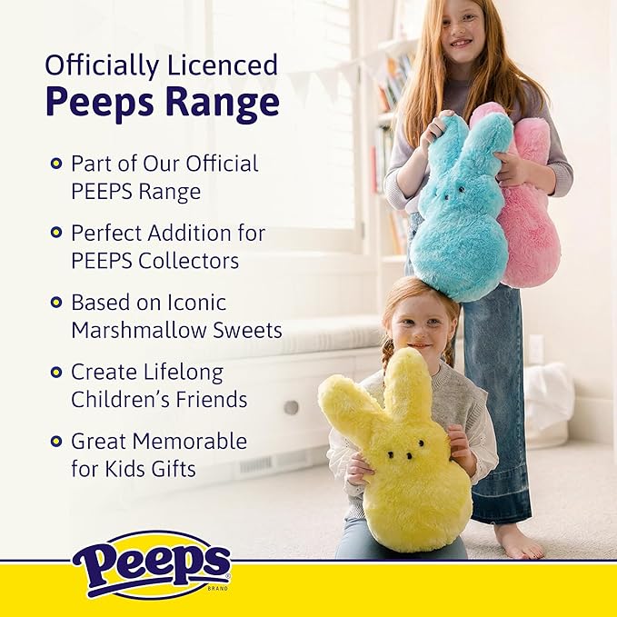 Animal Adventure | 15" Lamé Blue Bunny Peeps Plush | Easter Basket Stuffed Animals for Kids | Marshmallow Candy | Huggable Ultra Soft Plushie Stuffers Toy | Collectable Gifts | Aged 3+