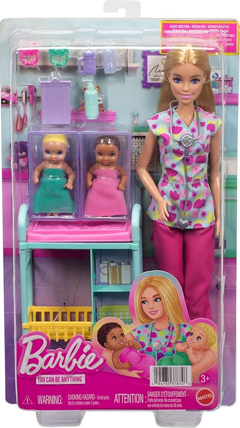 Barbie Careers Baby Doctor Playset with Blonde Fashion Doll, 2 Baby Dolls, Exam Table & Accessories