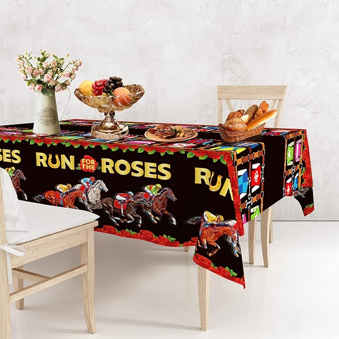 3 Pcs Plastic Disposable Kentucky Tablecloth, Kentucky Table Cloth for Kentucky Party Supplies, Horse Racing Party Supplies for Kentucky Party(108 * 54 Inch)