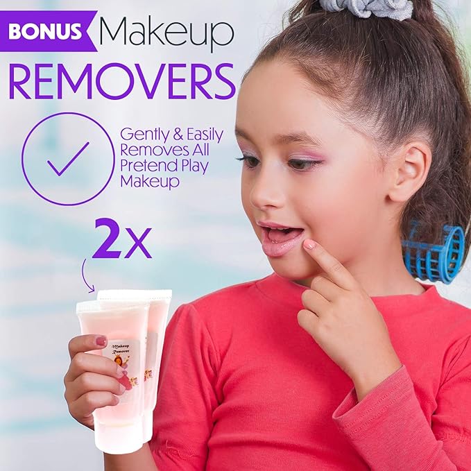 Toysical Kids Makeup Kit, 51 PCS Pretend Play Set for Kids, Real Makeup Toys for Girls, Non Toxic, Princess Toys for Girls, Birthday Gift for 3 4 5 6 7 8 9 10 Years Old Children