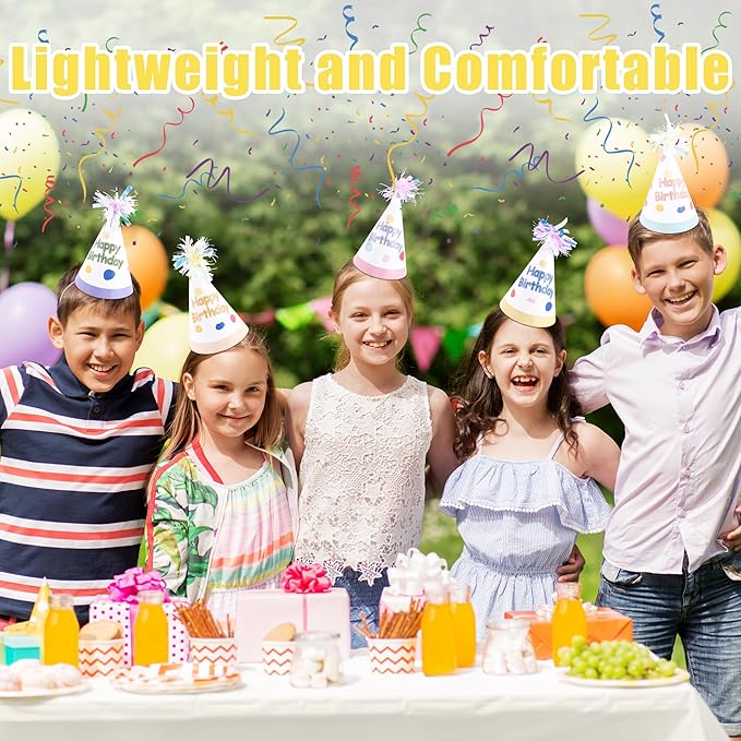 CANREVEL 12 PCS Party Hats for Adults, Party Headwear, Happy Birthday Hats, Birthday Party Decorations for Women Men