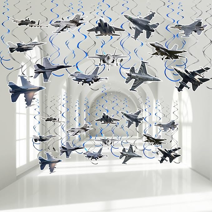 26 Pieces Airplane Hanging Swirl Decoration Hanging Swirls Supplies Cool Plane Hanging Swirl Streamers Aircraft Ceiling Streamer for Kids Birthday Baby Shower Party