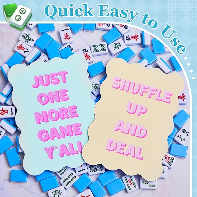 Soulchen 4 Pcs Mahjong Tile Mixer Shufflers for Mixing and Shuffling Tiles Plastic Mahjong Accessories Gifts for Lovers Games Decorative Printed Design (Pastel Syle)