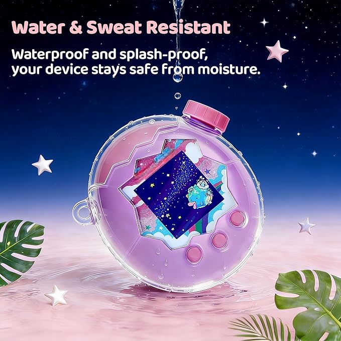 Clear Protective Case Compatible with Tamagotchi Paradise – Waterproof & Interactive Shell with Flip-Open Design for Kids’ Digital Pet Toys (Transparent)