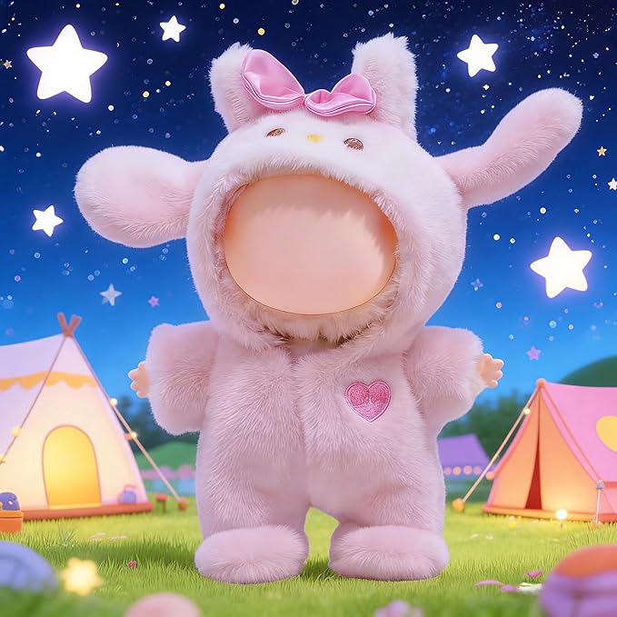 17cm (6.7inch) Doll Clothes, Outfits for Clothes Set, Rabbit Dolls Keychain Accessories, Faking Animal Style Outfit Jumpsuit Rabbit Costume for Dolls (Doll Not Included)