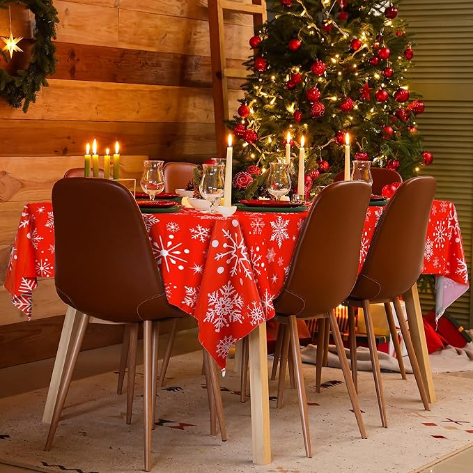 Kochorie 100 Ft x 54 Inch Snowflake Tablecloth Roll with Cutter Box Christmas Themed Snowflake Printed Cut to Size Table Cover Disposable Winter Backdrop for Frozen Birthday Party Supplies