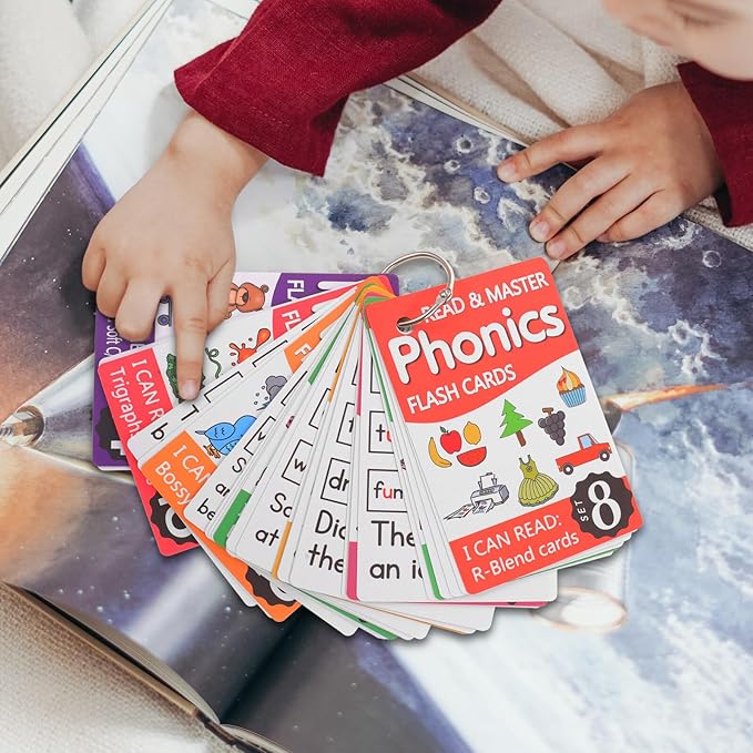 SUPVOX Phonics English Spelling Cards for Educational Brain-Developed Learning Flash Cards Metal Rings Random Cover for Preschool Boys