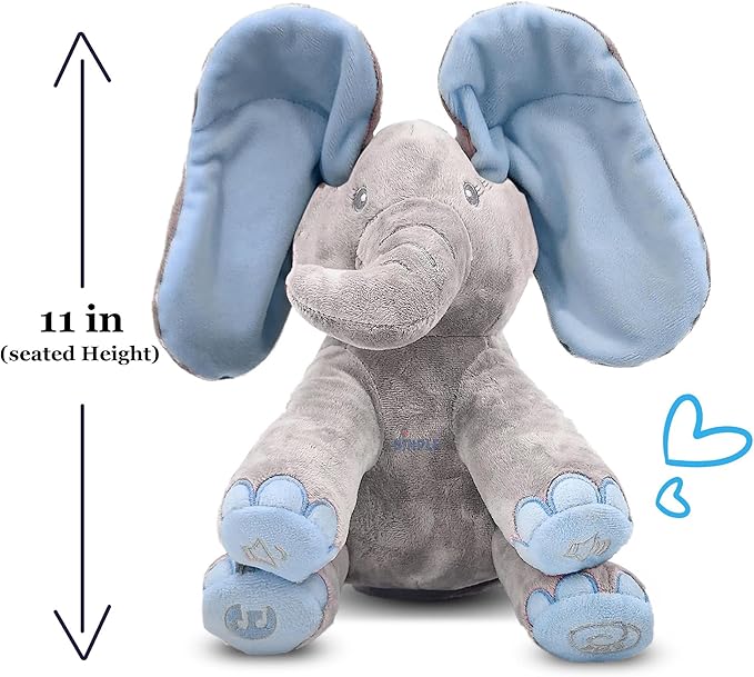 Dimple Kyle Elephant Stuffed Animal Toy - Animated Plush Blue Singing Elephant, Interactive Musical Peek-a-Boo for Babies, Kids, for Toddlers, Ages 0 and Up(Battery Included)