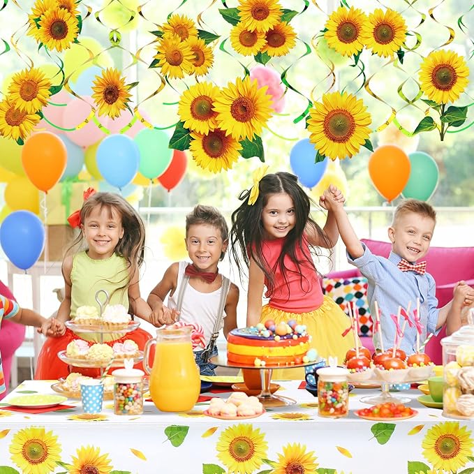 Spakon 30 Pieces Sunflower Hanging Swirls Decorations Sunflower Foil Swirls Ceiling Wall Decor for Themed Birthday Baby Shower Party Supplies