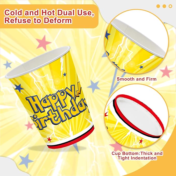 120 PCS Cartoon Animation Birthday Party Supplies for Boys Kids Birthday Party Decorations Cartoon Animation Tableware Set Napkin Cups Forks Knives for 20 Guests