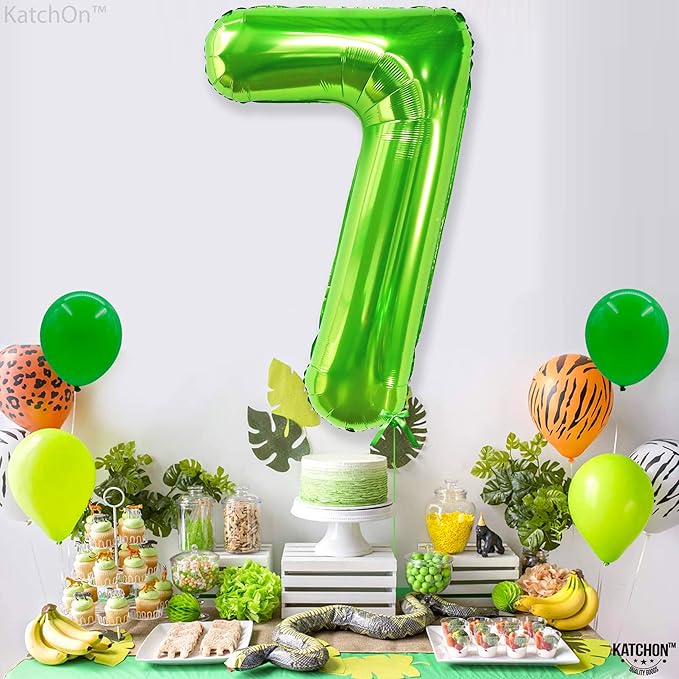 KatchOn, Giant Light Green Number 7 Balloon - 40 Inch | 7th Birthday Balloon for 7th Birthday Decorations | Seven Balloons Number | Number Balloons for Anniversary Decorations