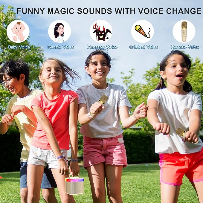 Mini Karaoke Machine, Portable Bluetooth Speaker with Microphone for Kids Singing Home Party, Christmas Halloween Kids Birthday Gifts, Music Toys for Girls Boys 3-12+ Years Old