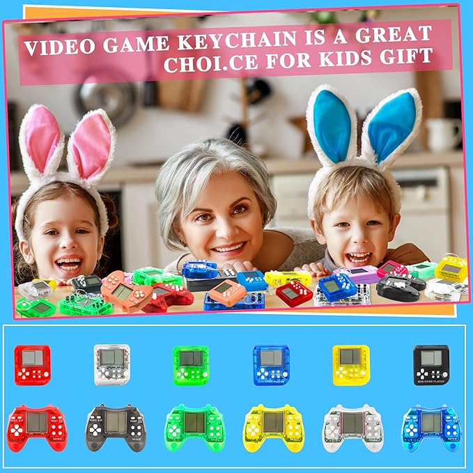 12 Pcs Video Game Keychain Mini Video Game Multicolors Handheld Games Key Chain for School Birthday Party Favor Supplies (Color Style 1)