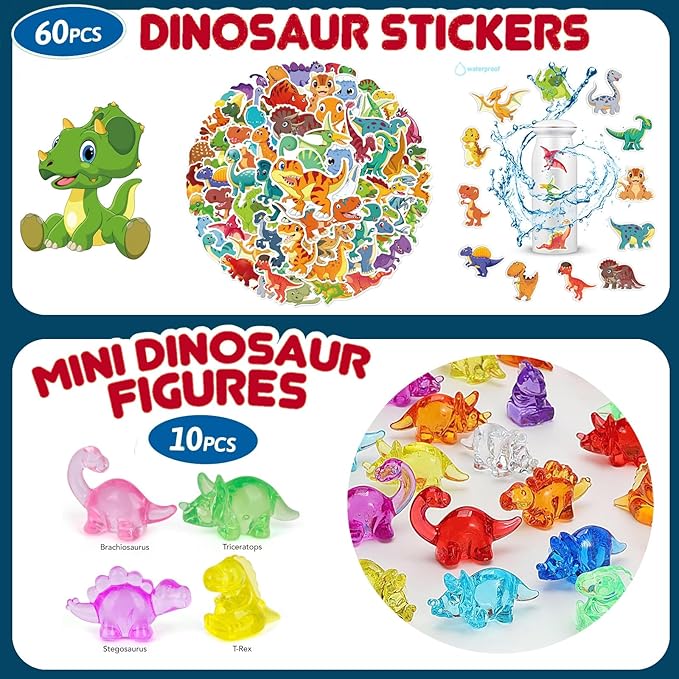 Dinosaur Party Favors For 10 Kids,140pcs Dinosaur Birthday Party Supplies,Dino Goodie Bags Stuffers,Boys Girls Goody Bags For Kids Birthday, Dino Party Favors Gift Bags,Dino Pinata Fillers Toys