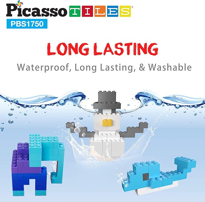 PicassoTiles 1750 PCS Building Block Tiles Creative Shapes to Enhance Imaginative Play Unique Set to Build Houses Numbers Animals and More Vibrant STEM Toys Washable for Learning Education Ages 3+