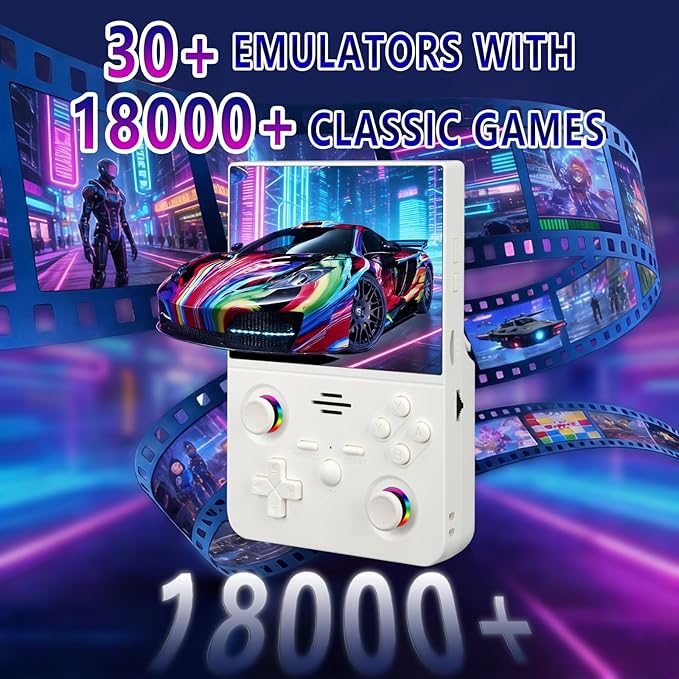 2026 NEW Upgrade RF45V Retro Handheld Game Console - 4.5 Inch Ultra-Large Screen,Support 18000+Classic Games,64G TF Card,4000mAh Battery,Linux System,Birthday Gift for Adult or Friends-White