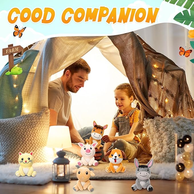 Skylety 12pcs Mini Safari Stuff Animal 3.9 Inch Cute Jungle Stuffed Animal Lion Rabbit Owl Hedgehog Monkey Tiger Zebra Elephant Leopard Hippopotamus Rhinoceros for Easter