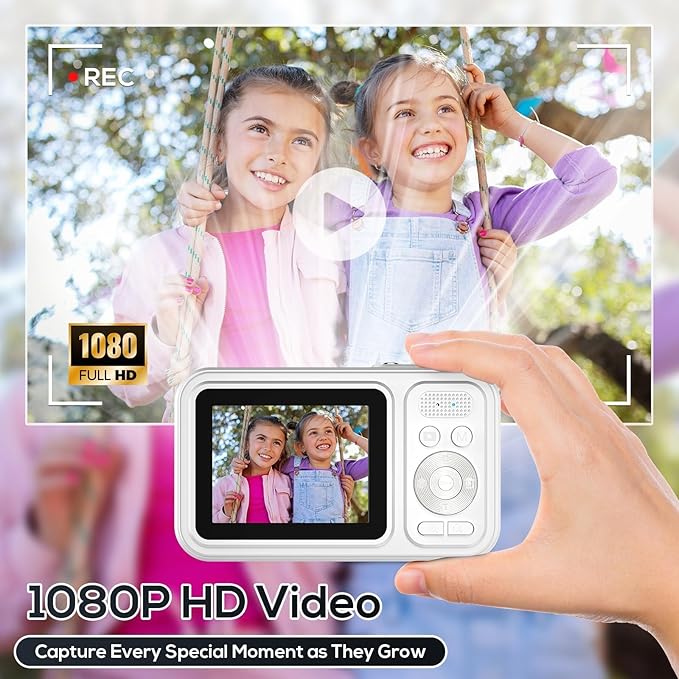 Digital Camera for Kids, 48MP FHD 1080P Point and Shoot Digital Cameras with 16X Zoom Anti-Shake, Compact Portable Cameras for Photography, for Boys Girls Teens Beginners