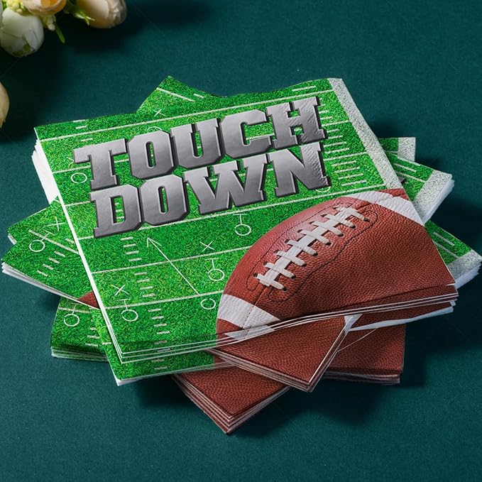 Football Party Supplies Kit Serve 50, Includes Dinner Plates, Dessert Plates, Napkins,Football Birthday Party Football Game Day Tailgate Party Decorations