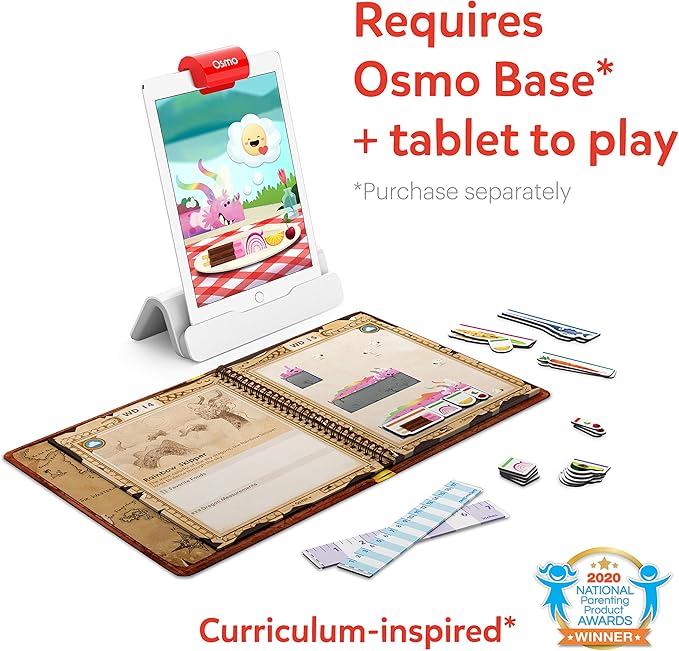 Osmo-Math Wizard and the Secrets of the Dragons for iPad & Fire Tablet-Ages 6-8/Grades 1-2-Measurement & Estimating-Curriculum-Inspired-STEM Toy Gifts for Kids,Boy&Girl-Ages 6 7 8(Osmo Base Required)