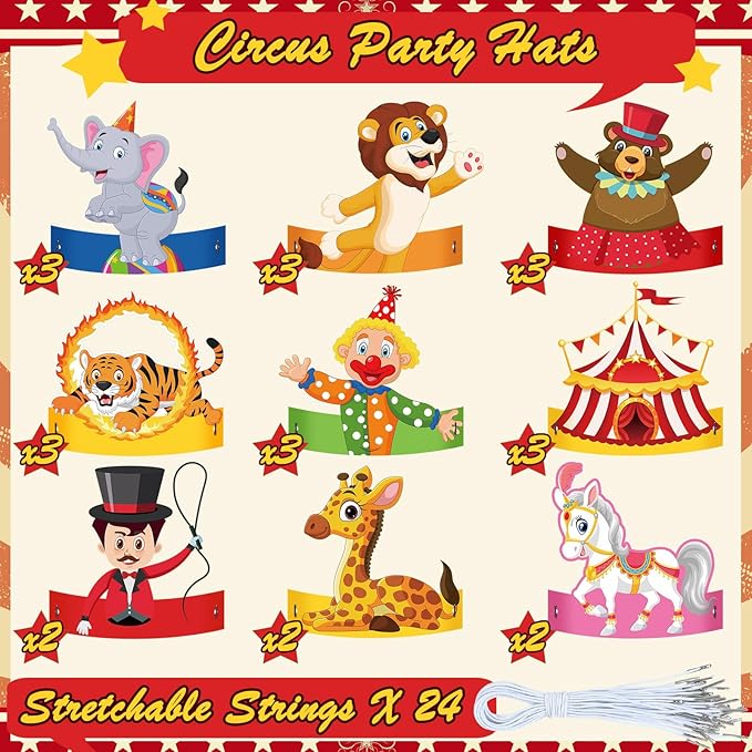 24 Pcs Party Hats for Kids Paper Headbands Crown for Boys Girls, Birthday Party Decoration Favors