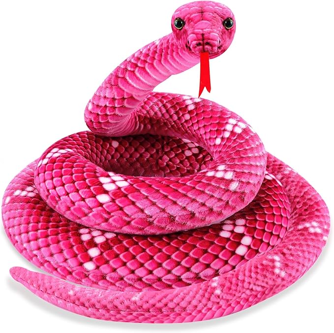 Snake Plush, Stuffed Snake Animal, 110 in Large Toy Snakes for Kids, Giant Stuffed Animals Snake, Lifelike Plush Snake for Birthday Present Party Prank Prop (Pink)