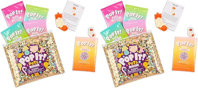 Buffalo Games Pop It Pets - Season 2 - The Ultimate Sensory Fidget Toy - Popping Bubbles and Adorable Characters - Collector map with Cards and Stickers from Buffalo Games (Pack of 2)