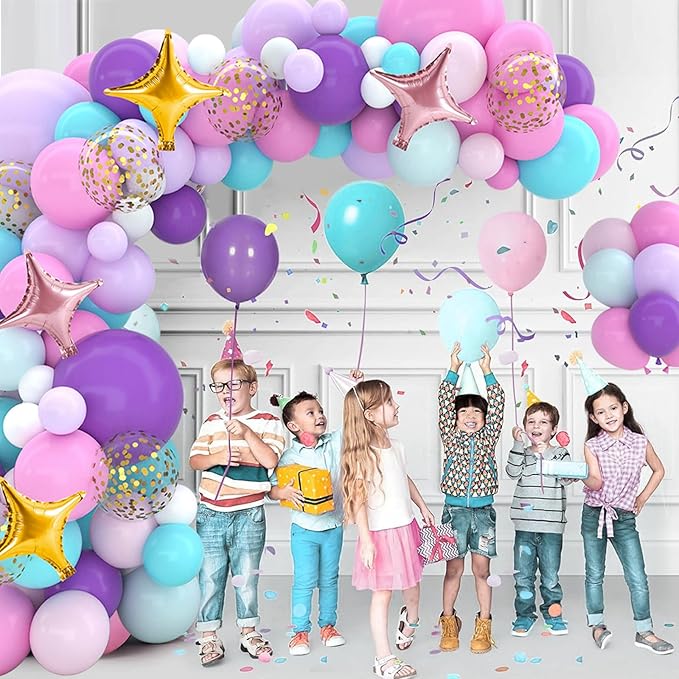 Unicorn Birthday Decorations for Girls,118pcs Unicorn Theme Party Supplies with Balloon Garland Arch Kit Backdrop and Tablecloth for Girls Women Birthday Party Decorations