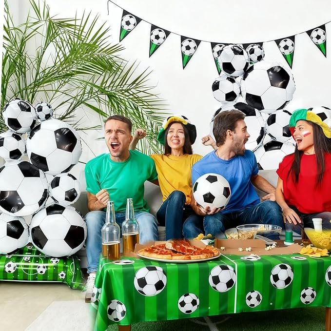 Giant Self Standing Soccer Ball Balloons 2 Pcs 5 ft Soccer Party Balloon Decorations World Cup Balloon Decor Sports Football Ball Fans Birthday Party Decoration Supplie