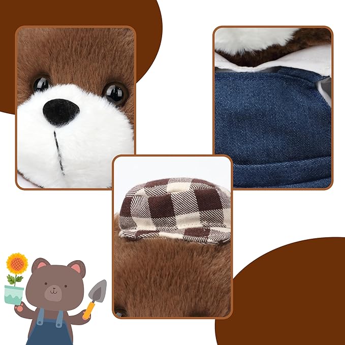 Cuteoy Brown Bear Stuffed Animal in Shirt Back Pants Soft Plush Toy Cute Plushies for Girls Boys Birthday