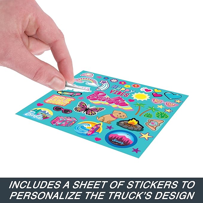 Hot Wheels Barbie RC SUV & Stickers, Can Hold & Store 2 Barbie Dolls & Accessories, Kid-Applied Stickers for Customization