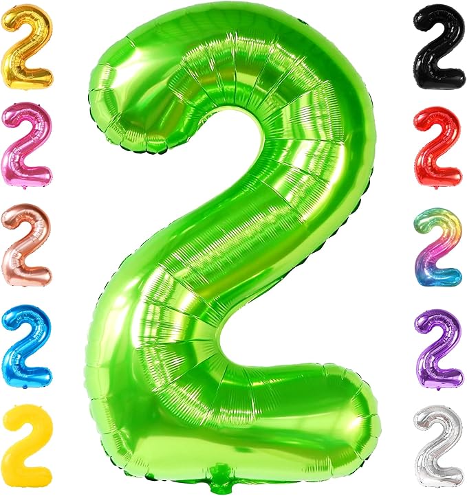 KatchOn, Light Green 2 Balloon Number - 40 Inch | Green Number 2 Balloon for Two Rex Birthday Decorations Boy | Green Two Balloon | 2 Year for Dinosaur Party Decorations 2 Year Old Boy